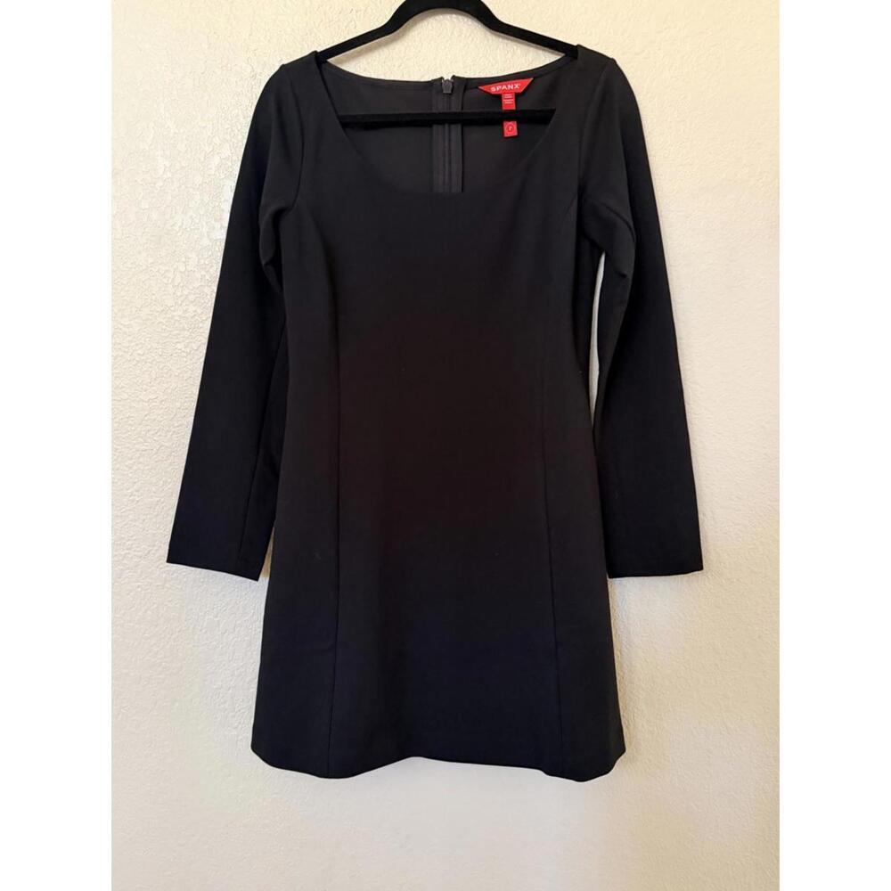 New SPANX Ballet Ponte Long Sleeve Mini Dress In Black Size S $168 - Picture 5 of 11